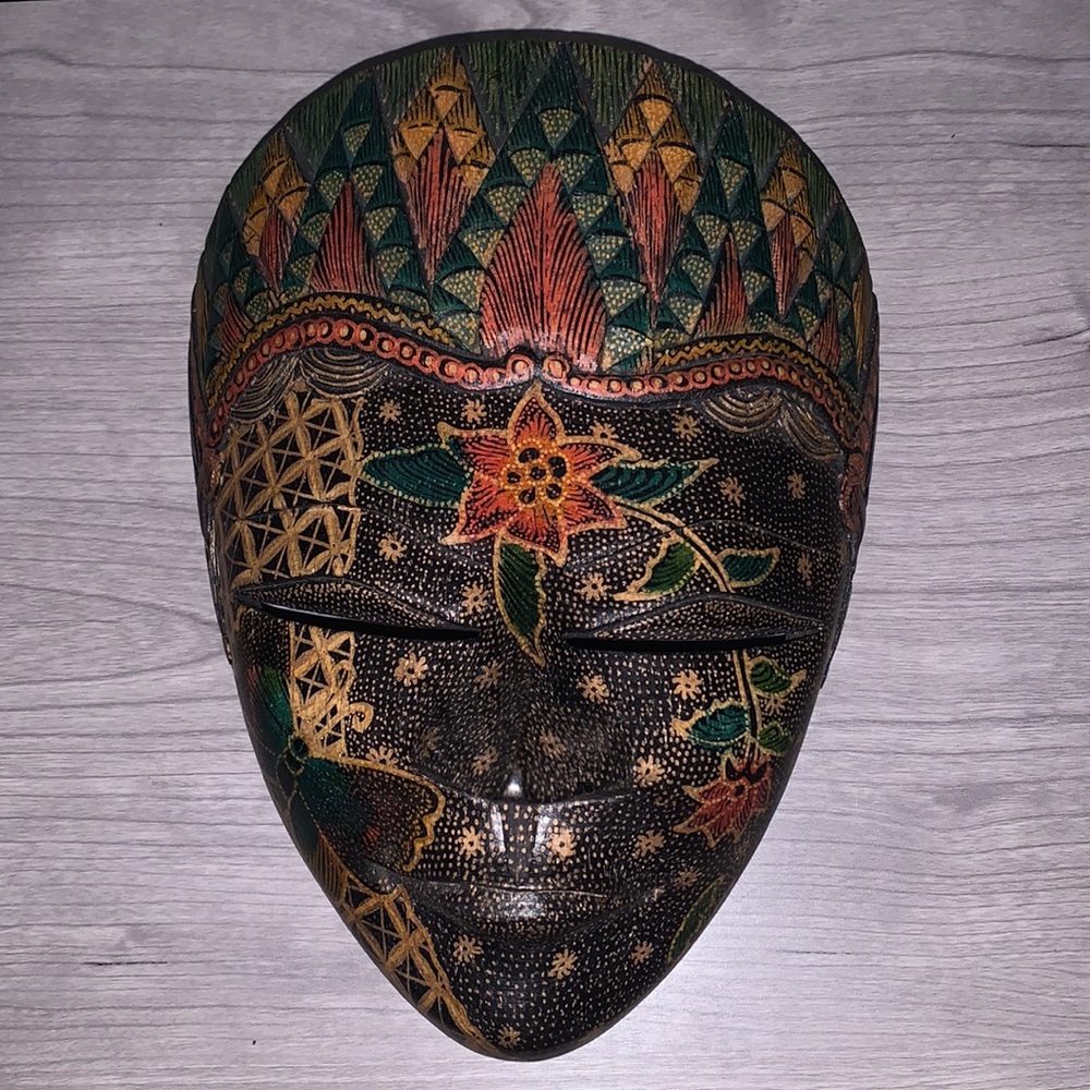 Handmade Velvet Wood Carved & Painted Mask